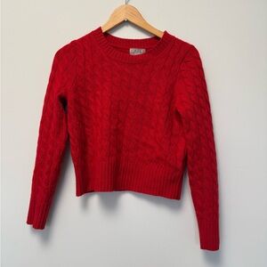 J. Crew Bold Red Cropped Crew Neck Sweater | XS | Quiet Luxury & Office Chic